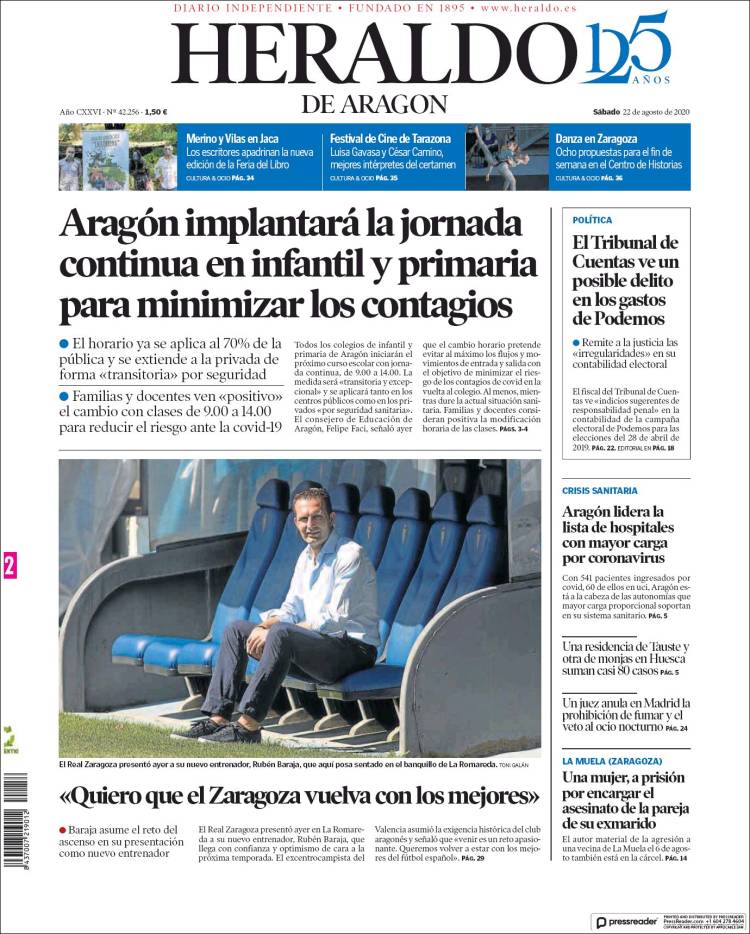 Portada de Heraldo de Aragón (Espa&ntilde;a)