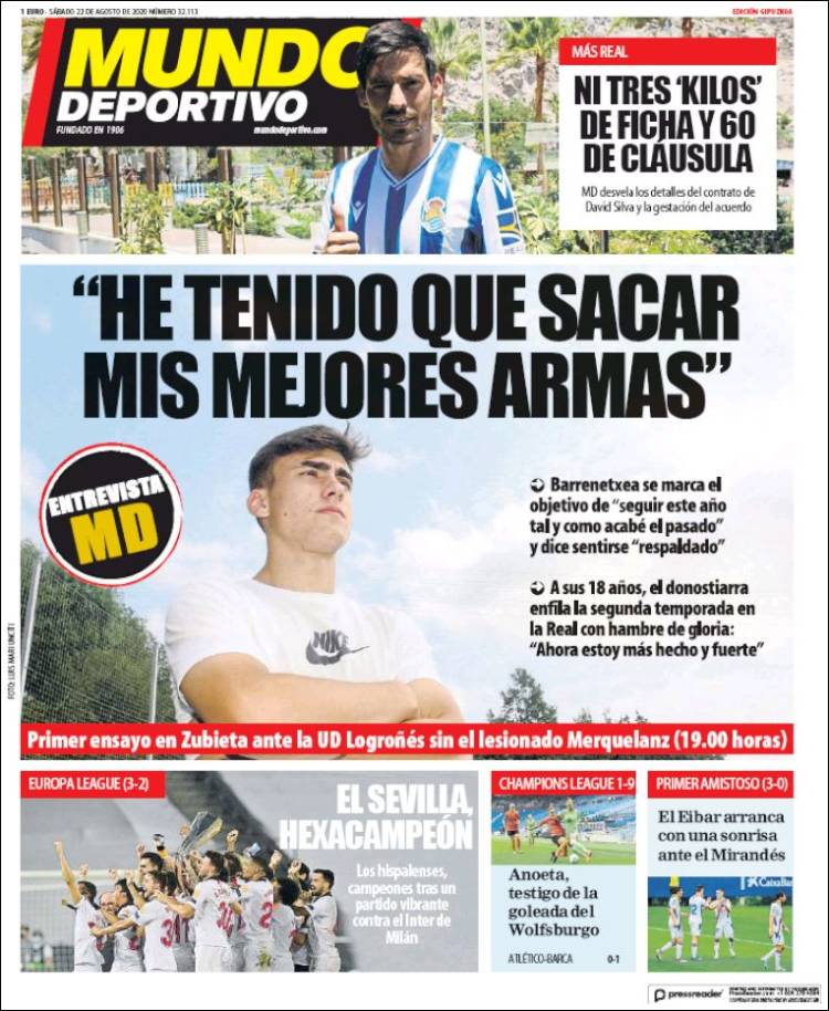 Portada de Mundo Deportivo Gipuzkoa (Espa&ntilde;a)