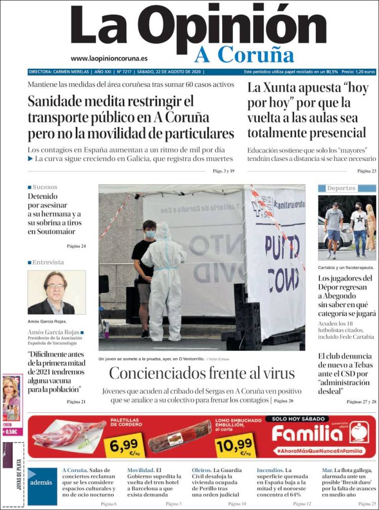 Portada de La Opinión de A Coruña (Espa&ntilde;a)