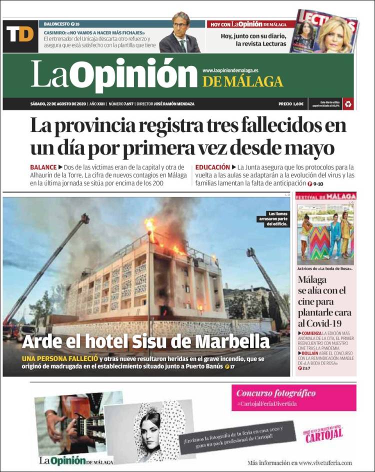 Portada de La Opinión de Málaga (Espa&ntilde;a)