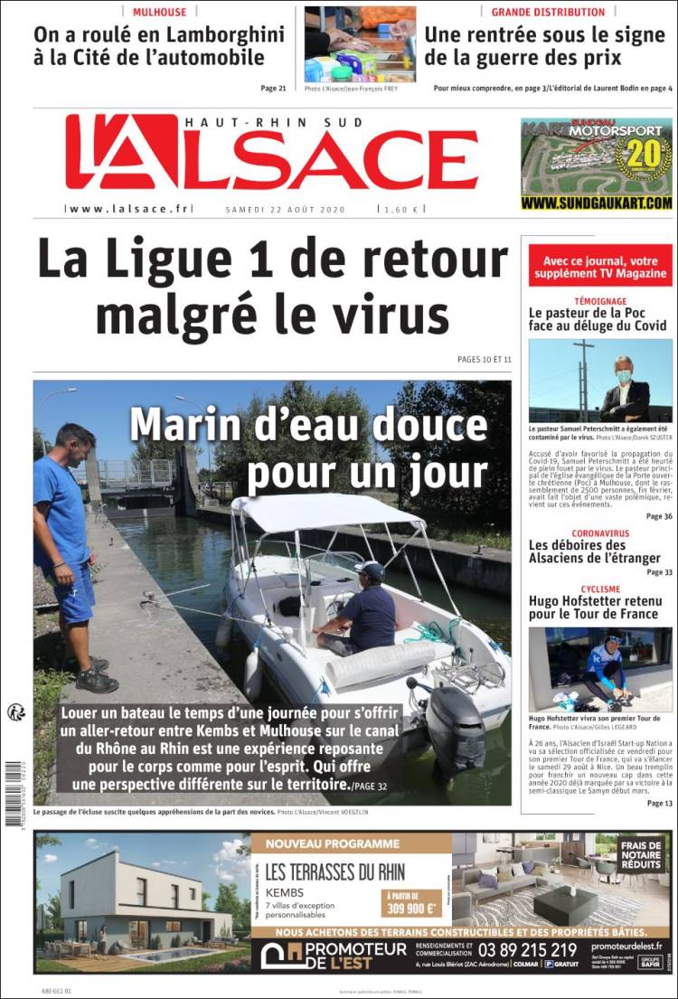 Portada de Journal L'Alsace (Francia)