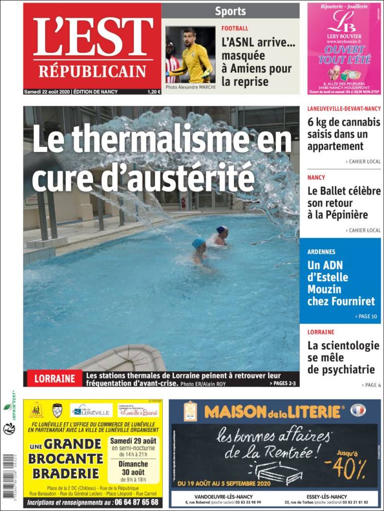 Portada de L'Est Republicain (Francia)