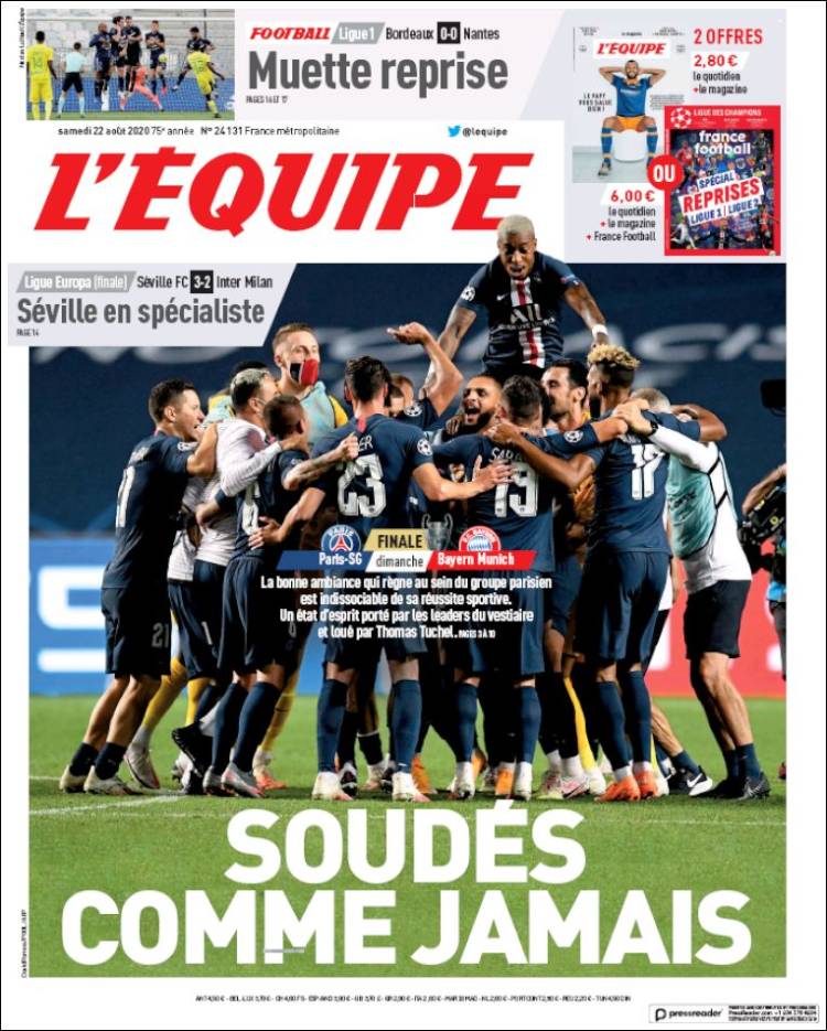 Portada de L'Equipe (Francia)