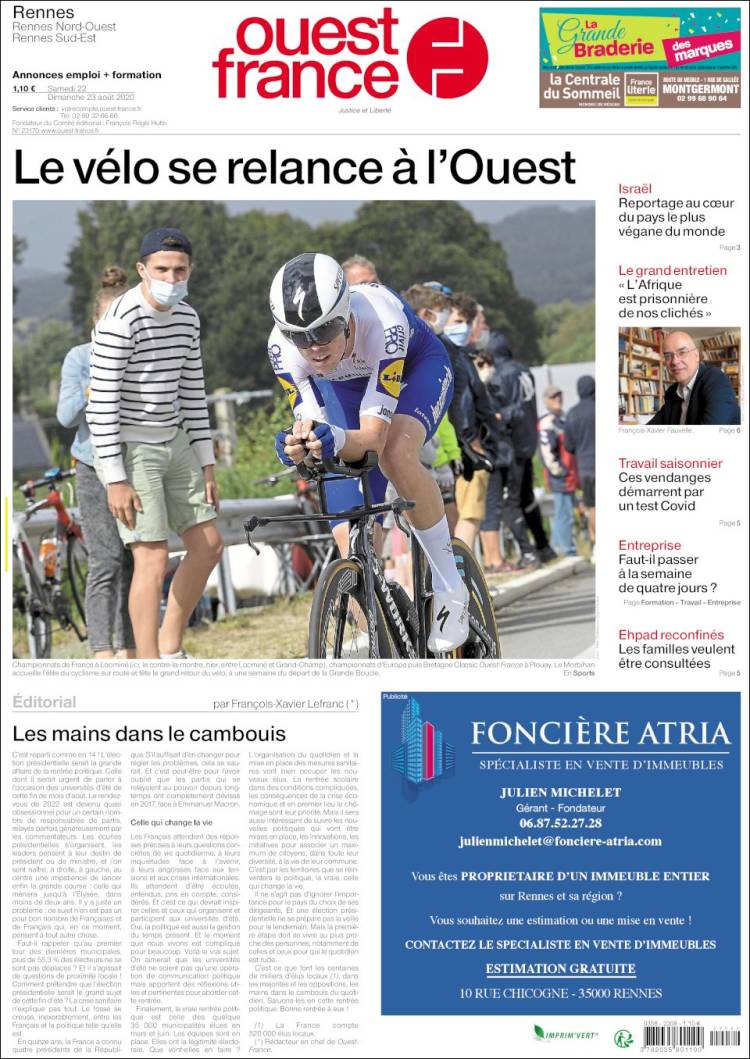 Portada de Ouest France (Francia)