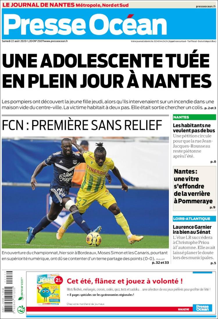 Portada de Presse Ocean (Francia)