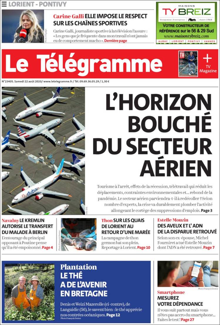 Portada de Télégramme (Francia)