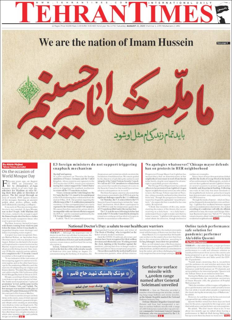 Portada de TehranTimes (Ir&aacute;n)