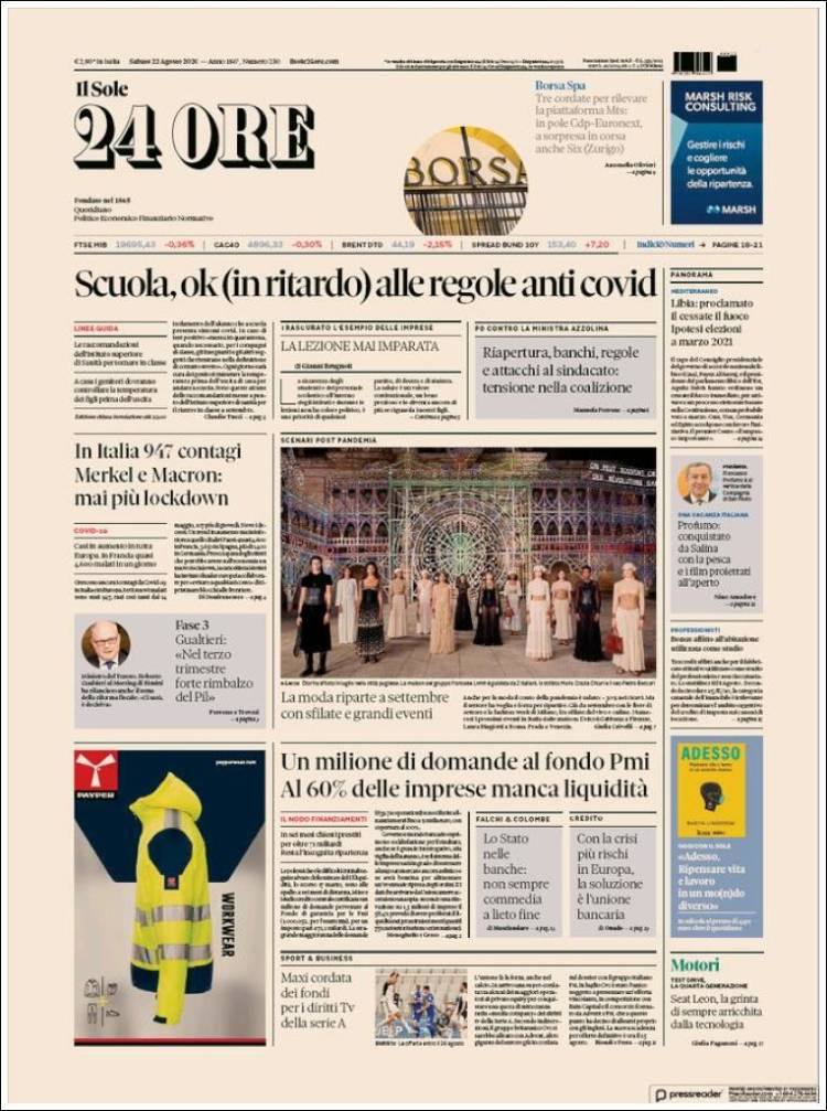 Portada de Il Sole 24 ORE (Italia)