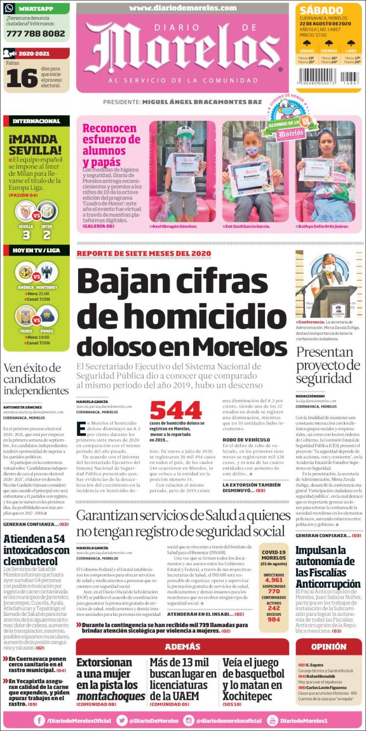 Portada de Diario de Morelos (M&eacute;xico)