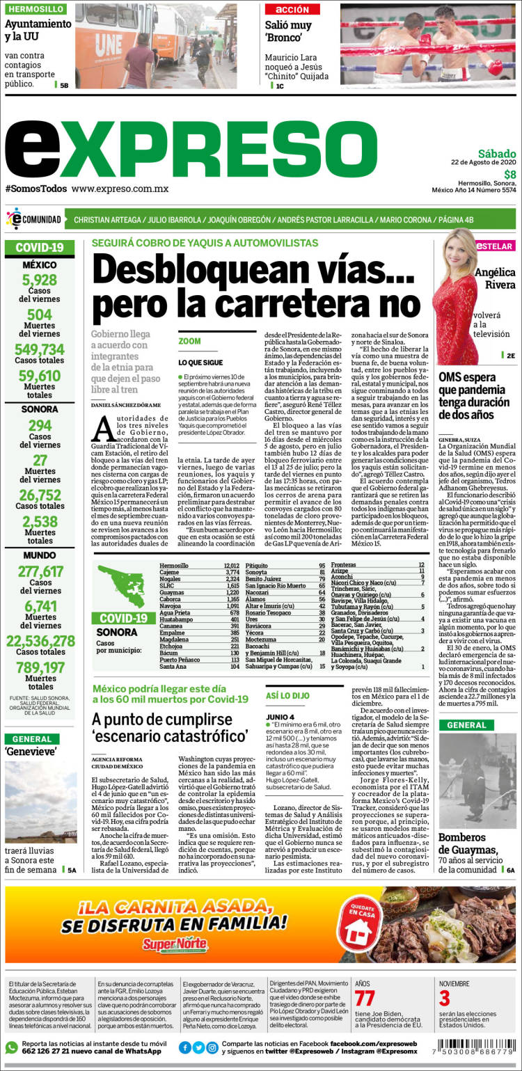 Portada de Expreso (M&eacute;xico)