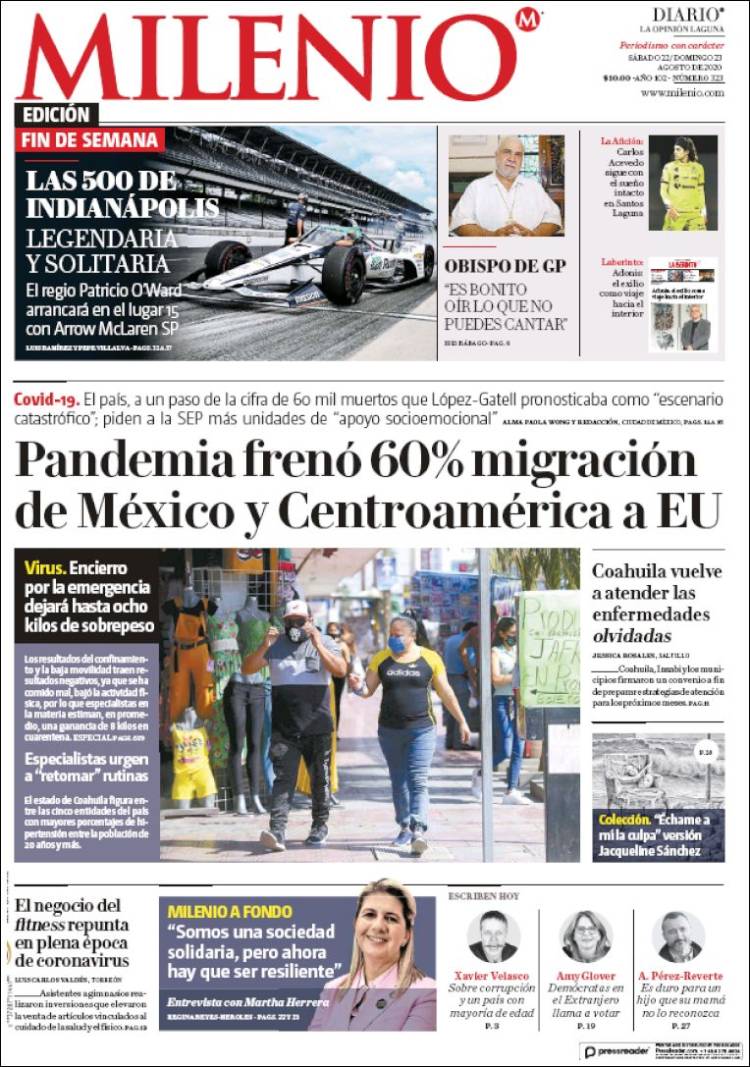 Portada de Milenio - Laguna (M&eacute;xico)
