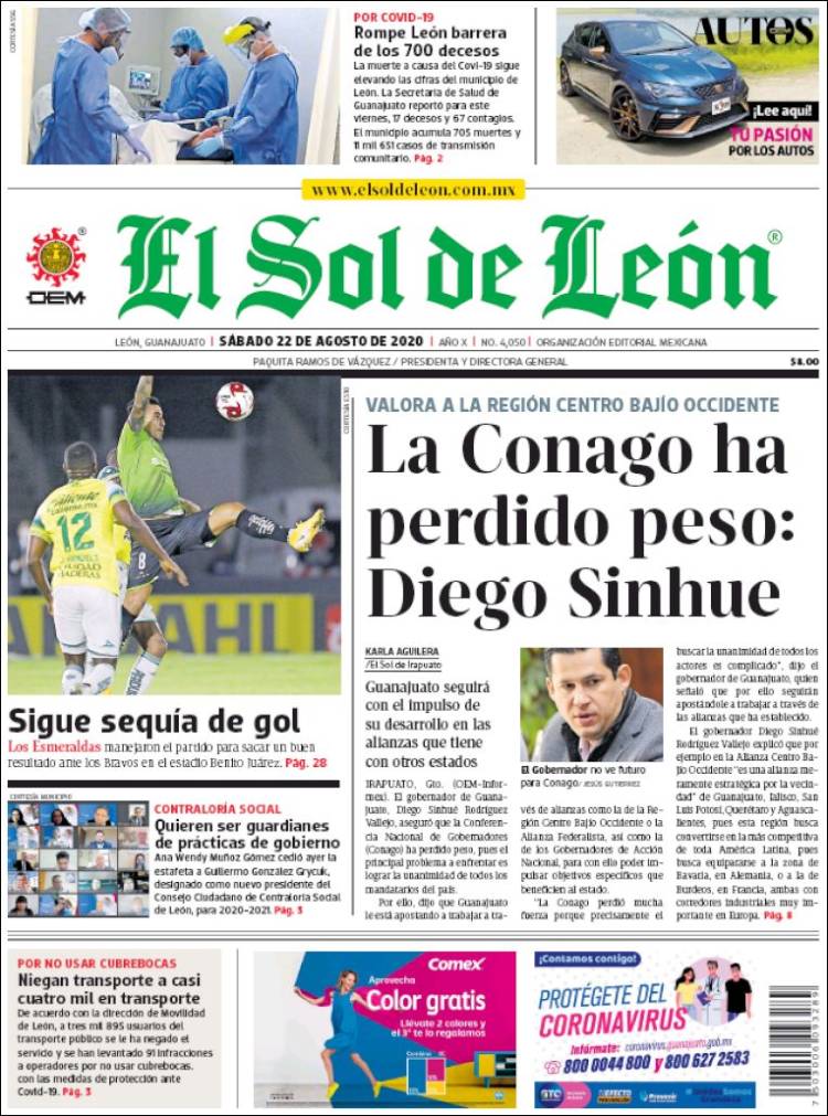 Portada de El Sol de León (M&eacute;xico)