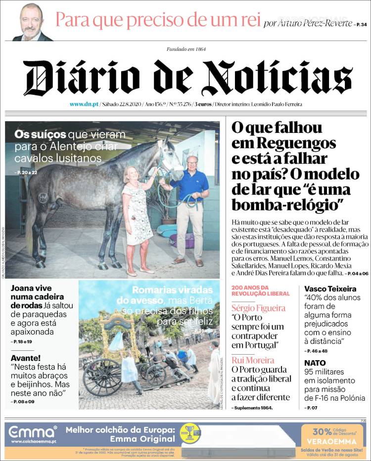 Portada de Diário de Noticias (Portugal)