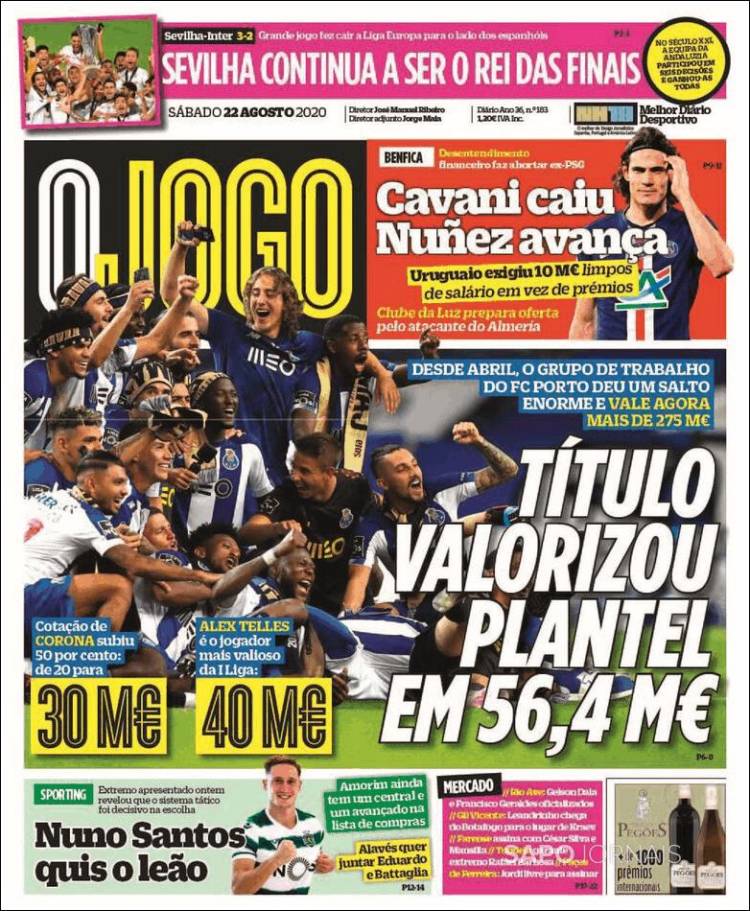 Portada de O Jogo (Portugal)