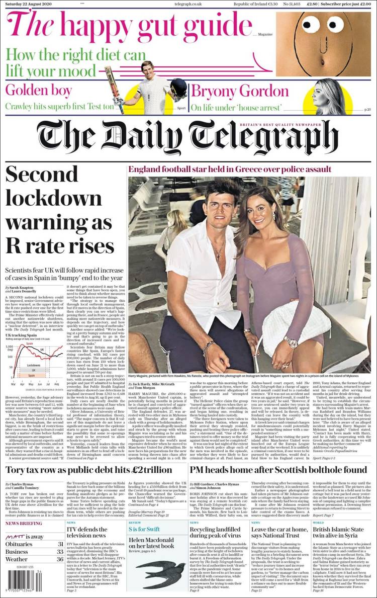 Portada de Daily Telegraph (Reino Unido)