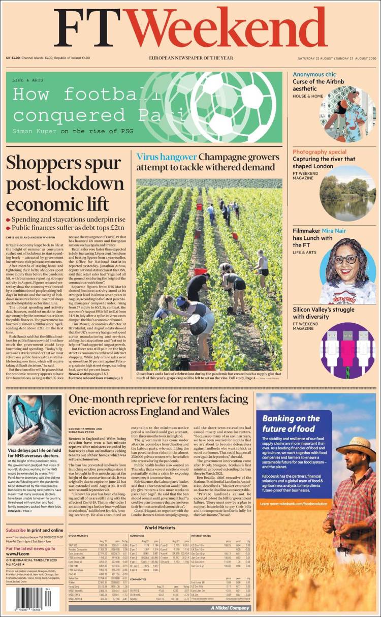 Portada de Financial Times (Reino Unido)