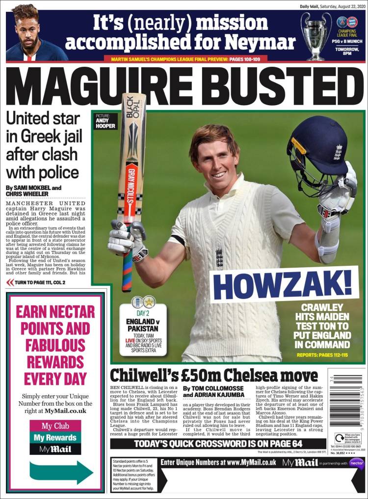 Portada de Daily Mail Sport (Reino Unido)