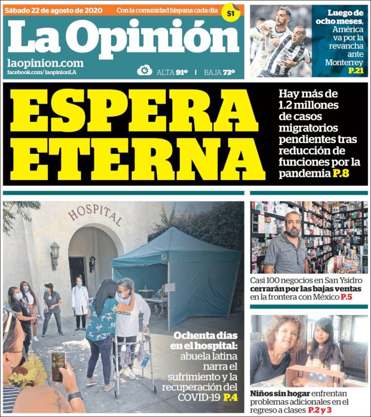 Portada de La Opinión (USA)