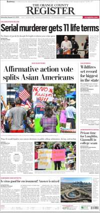 Portada de The Orange County Register (USA)