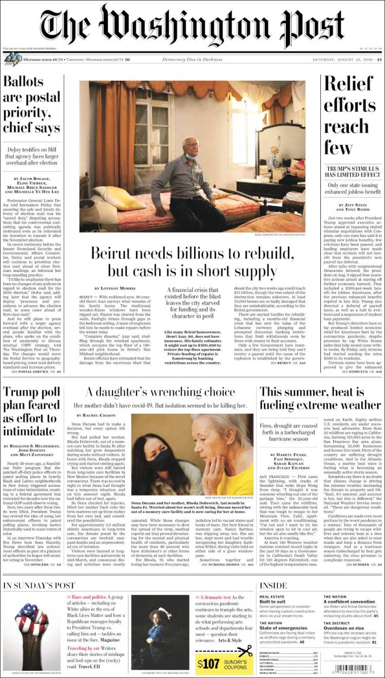 Portada de The Washington Post (USA)