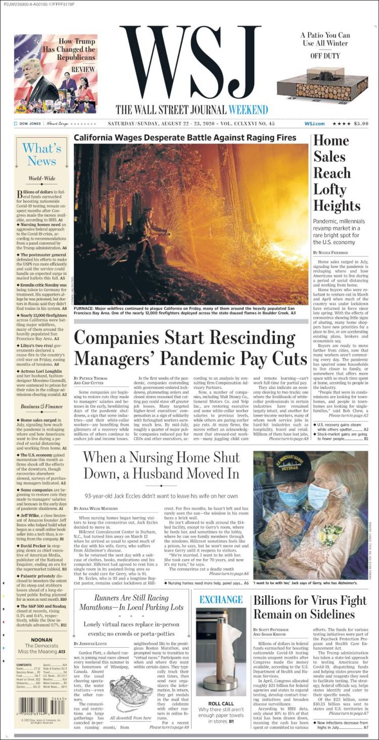 Portada de Wall Street Journal (USA)