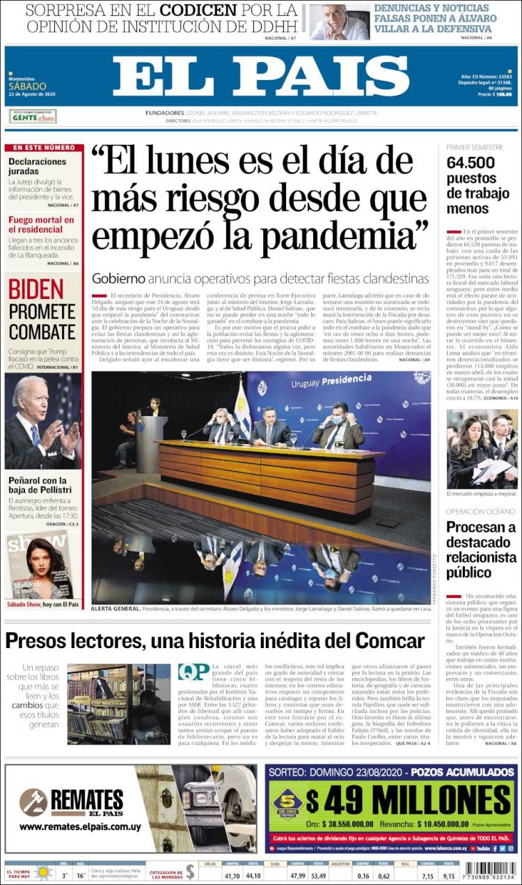 Portada de El País (Uruguay)