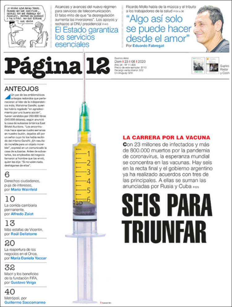 Portada de Página/12 (Argentina)