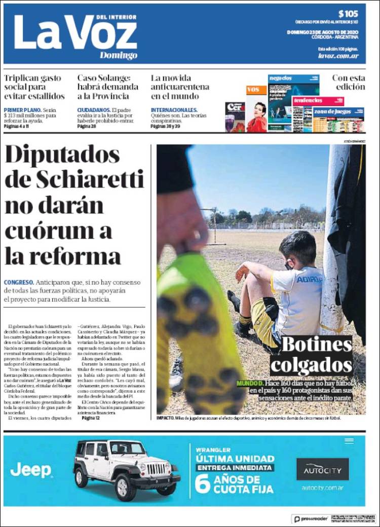 Portada de La Voz del Interior (Argentina)