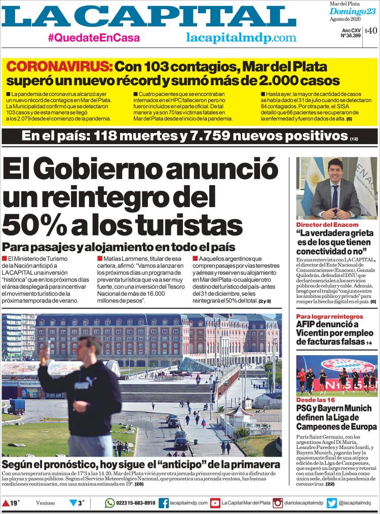 Portada de Diario La Capital - Mar del Plata (Argentina)