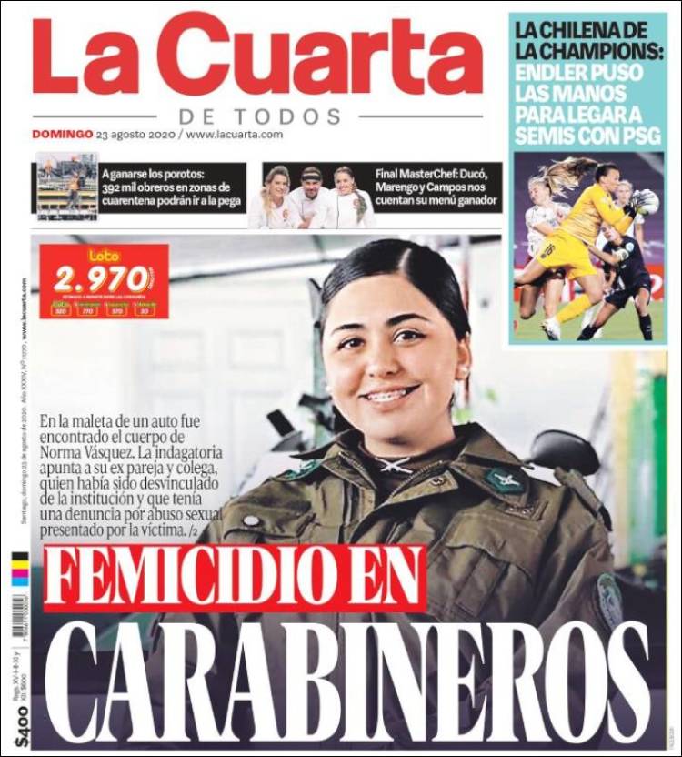 Portada de La Cuarta (Chile)