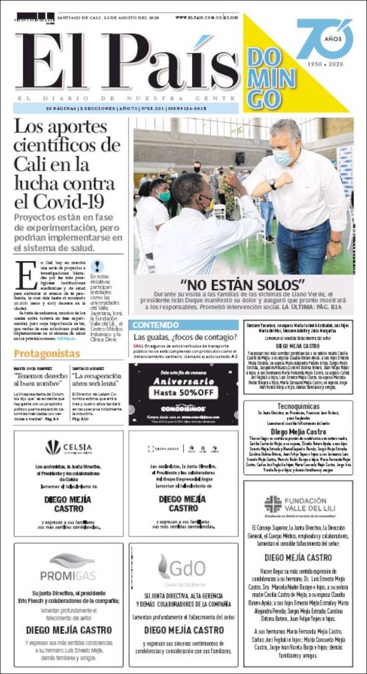 Portada de El País - Cali (Colombia)