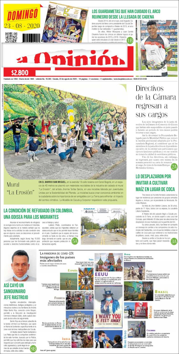 Portada de Diario La Opinion (Colombia)
