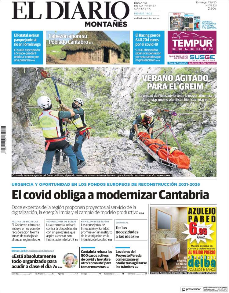 Portada de El Diario Montañés (Espa&ntilde;a)