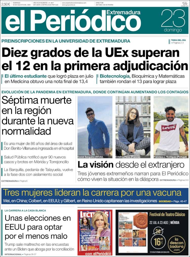 Portada de El Periódico de Extremadura (Espa&ntilde;a)
