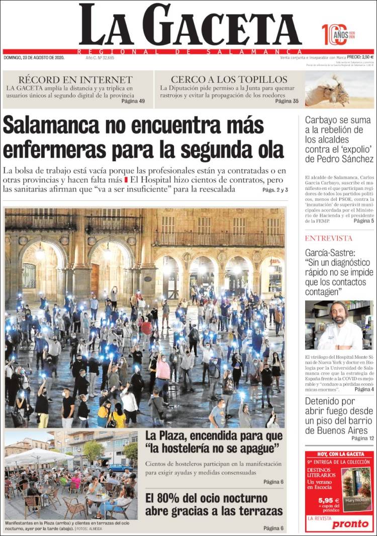 Portada de La Gaceta de Salamanca (Espa&ntilde;a)
