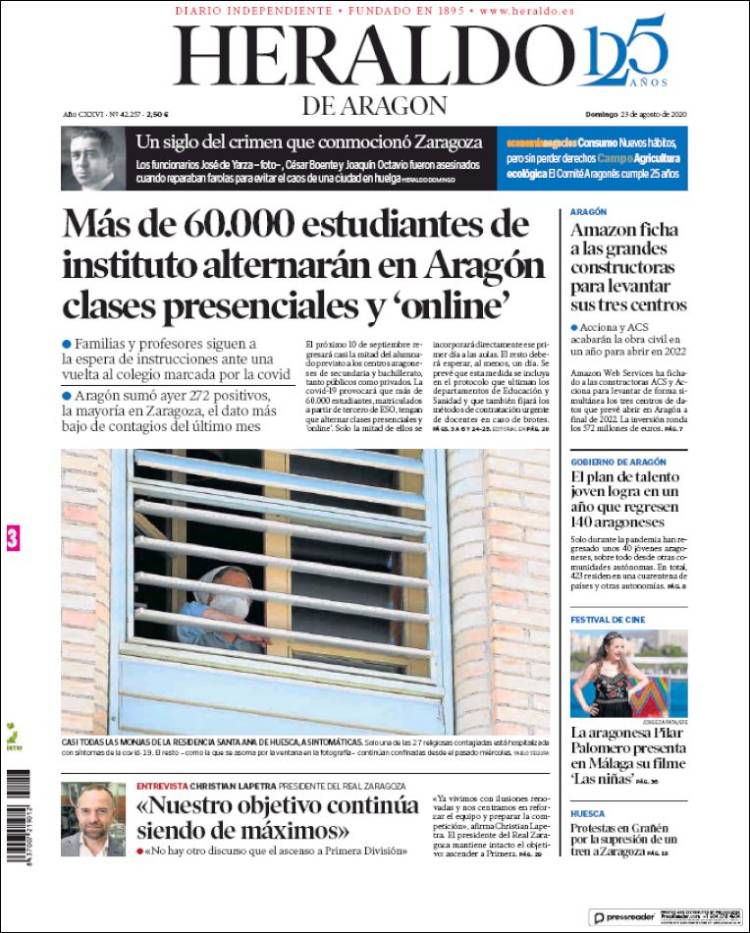 Portada de Heraldo de Aragón (Espa&ntilde;a)