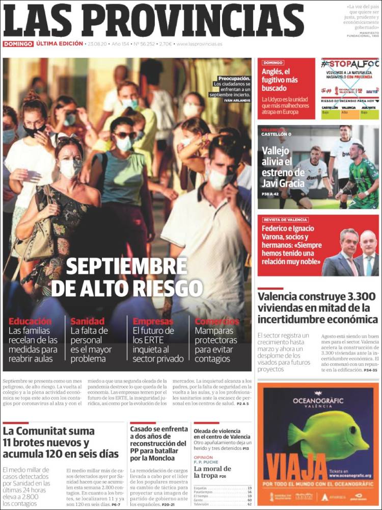 Portada de Las Provincias (Espa&ntilde;a)