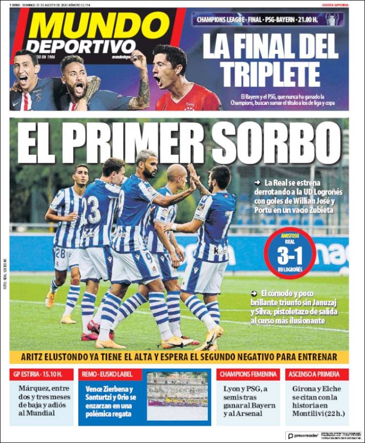 Portada de Mundo Deportivo Gipuzkoa (Espa&ntilde;a)