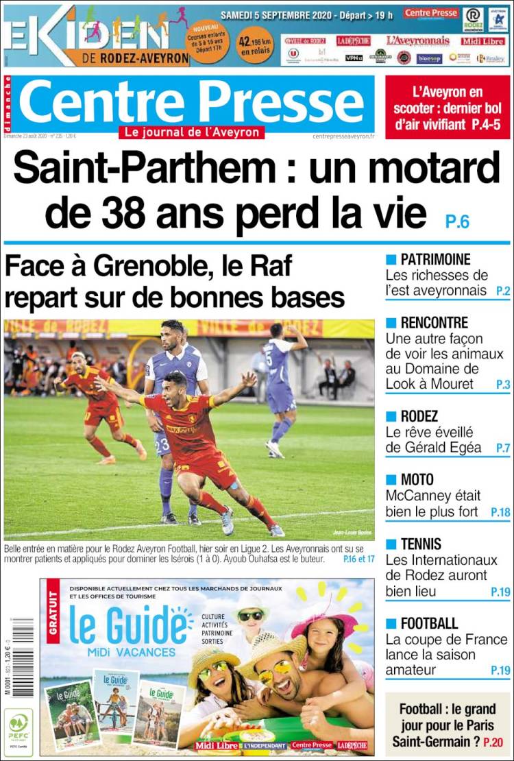 Portada de Centre Presse (Francia)