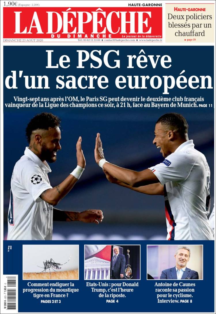 Portada de La Dépêche du Midi (Francia)