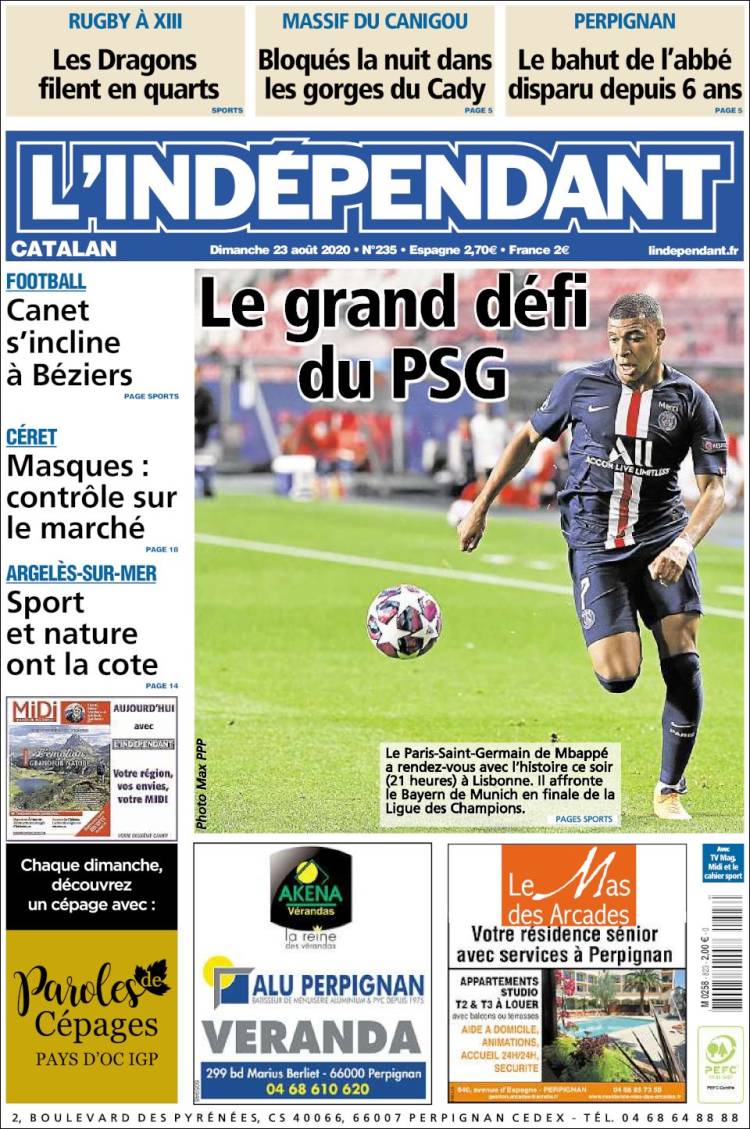 Portada de Le Indépendant (Francia)