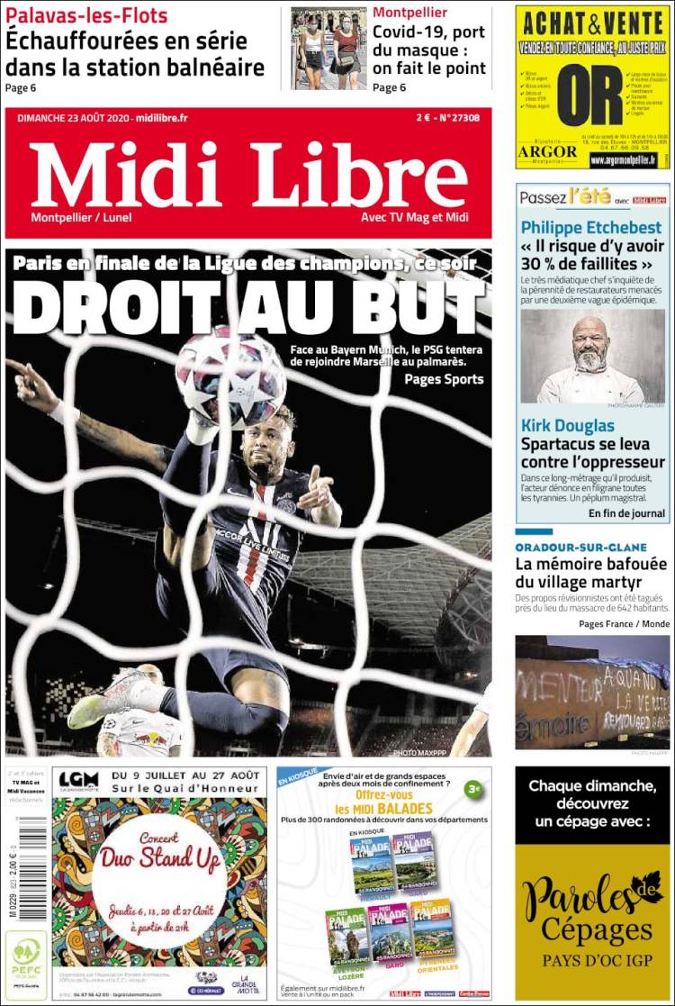 Portada de Midi Libre (Francia)