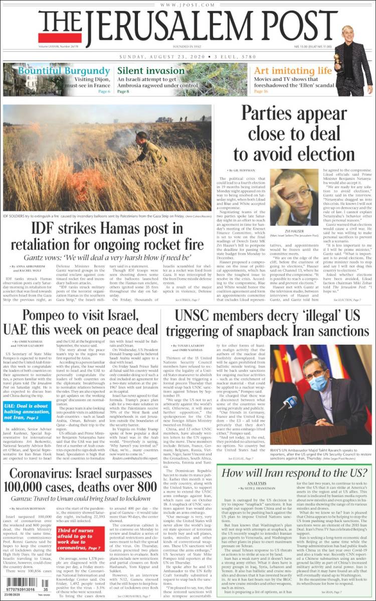 Portada de The Jerusalem Post (Israel)