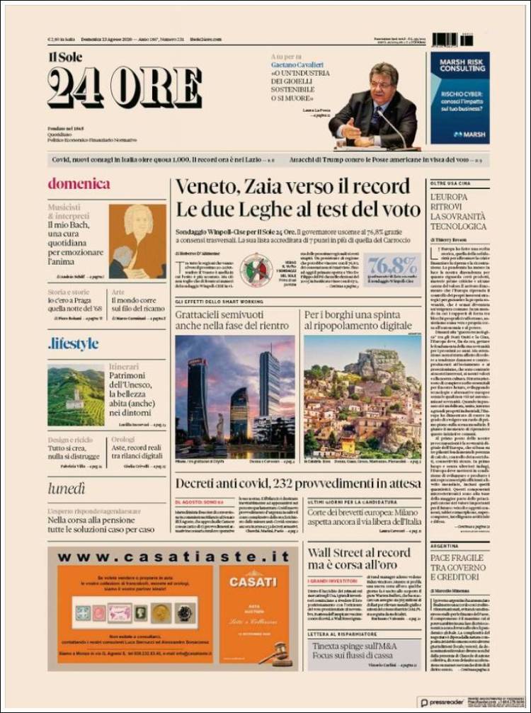 Portada de Il Sole 24 ORE (Italia)