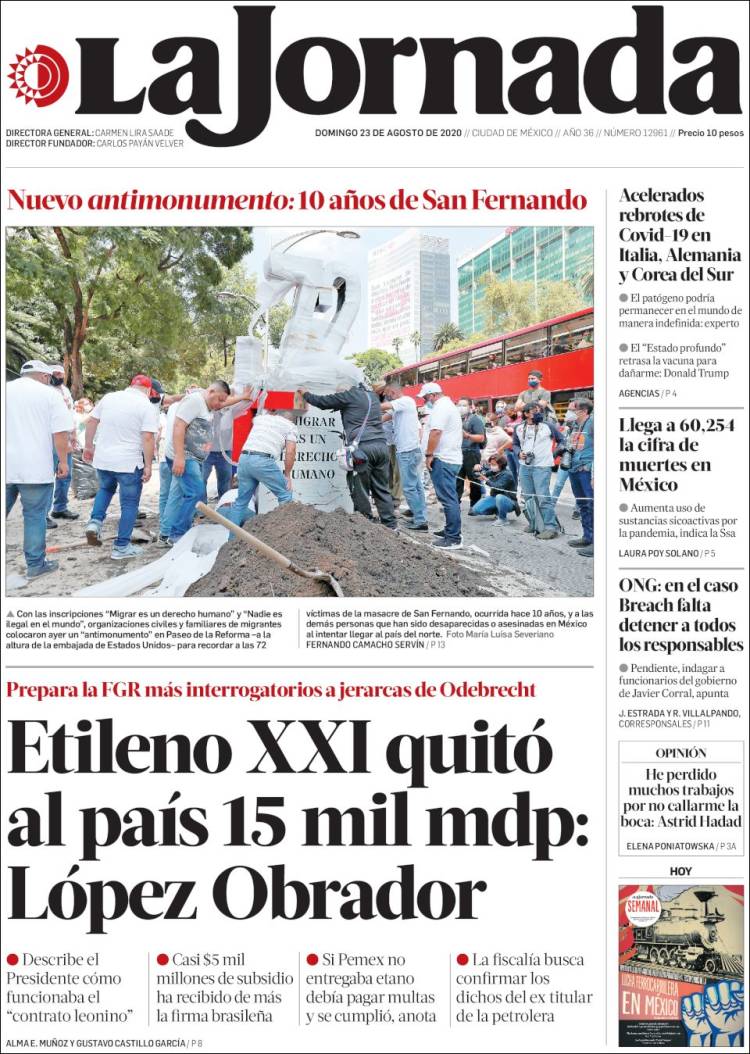 Portada de La Jornada (M&eacute;xico)