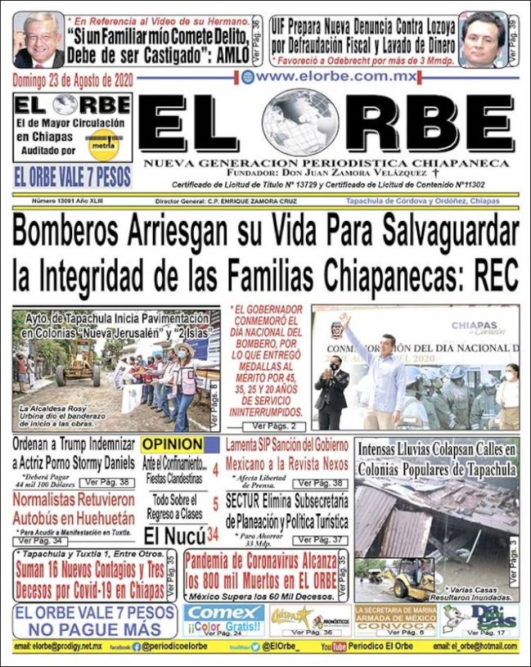 Portada de El Orbe (M&eacute;xico)
