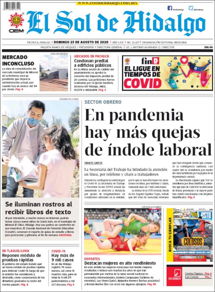Portada de El Sol de Hidalgo (M&eacute;xico)