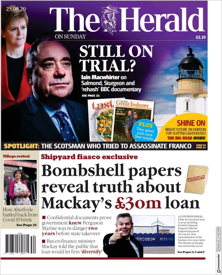 Portada de The Herald (Reino Unido)