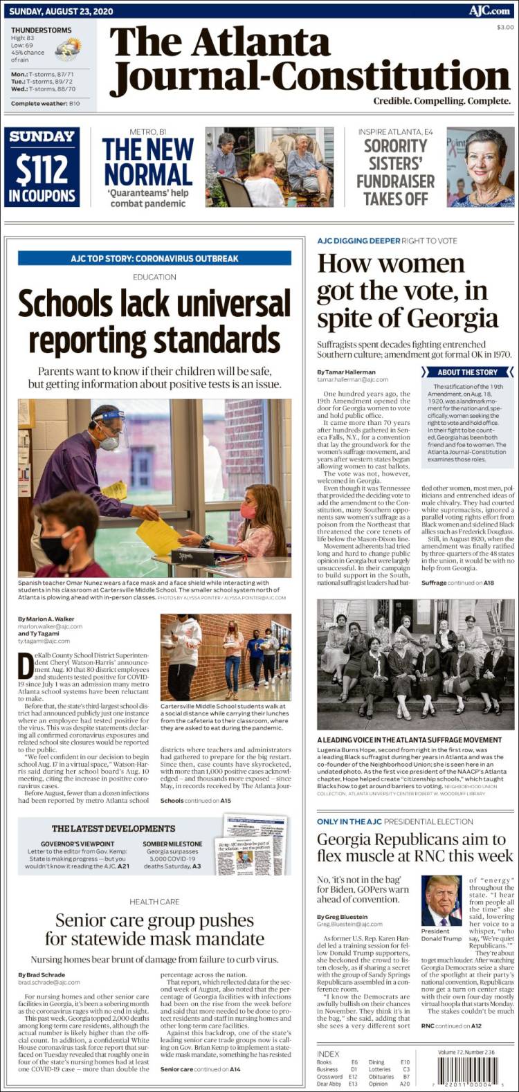 Portada de The Atlanta Journal-Constitution (USA)