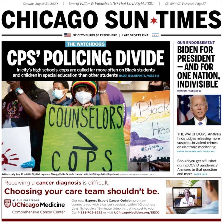 Portada de Chicago Sun-Times (USA)